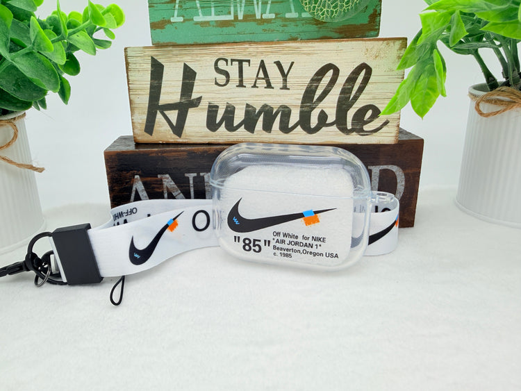 Nike OFF WHITE design Protective case for AirPods Pro 3 (2025) clear White
