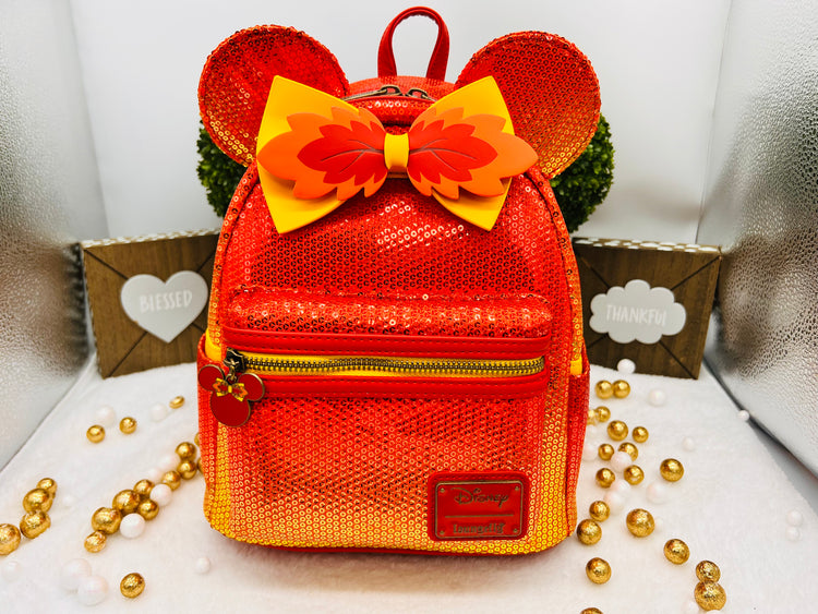 Loungefly Exclusive - Disney Fall Sequin Minnie Mouse Ombre Mini Backpack