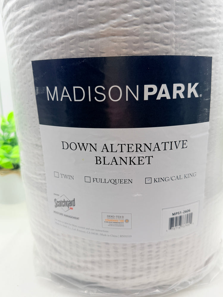 Madison Park Down Alternative Blanket, King/CalKing, Satin Trim, Light Grey