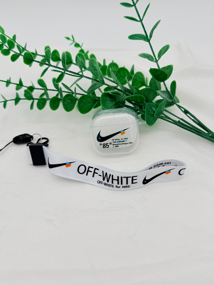 Nike OFF WHITE design Protective case with lanyard for AirPods 4
(2024) Clear