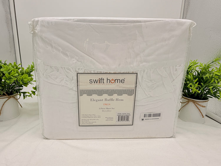 Swift Home Elegant Ruffle Hem 3-pc Twin Sheet Set