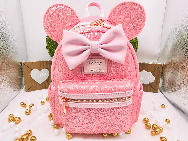 Loungefly Disney Minnie Cotton Candy Sequin Backpacking Backpack