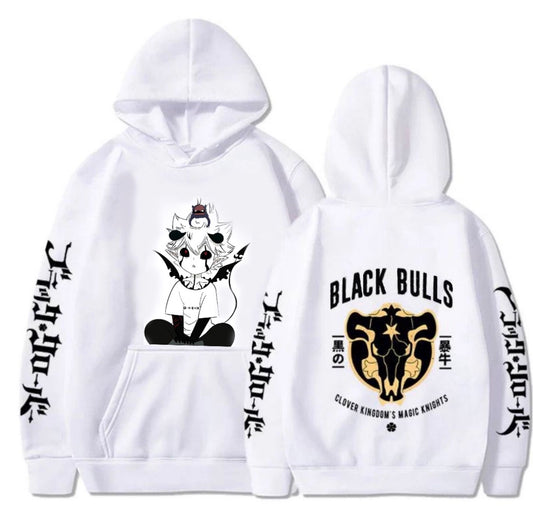 Black Clover: Lieve and Nero black bulls hoodie with scannable Spotify code