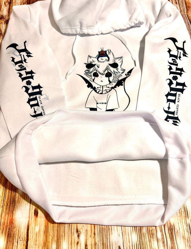 Black Clover: Lieve and Nero black bulls hoodie with scannable Spotify code