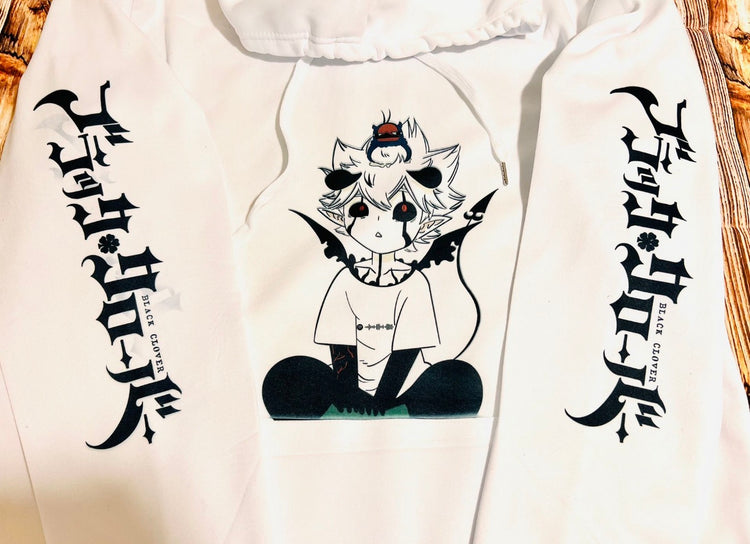 Black Clover: Lieve and Nero black bulls hoodie with scannable Spotify code