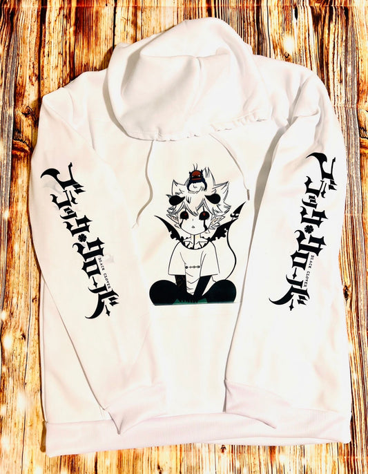 Black Clover: Lieve and Nero black bulls hoodie with scannable Spotify code
