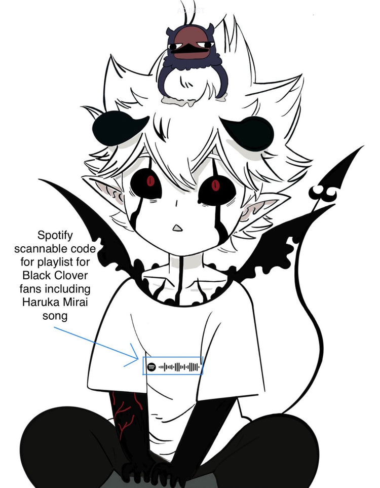 Black Clover: Lieve and Nero black bulls hoodie with scannable Spotify code