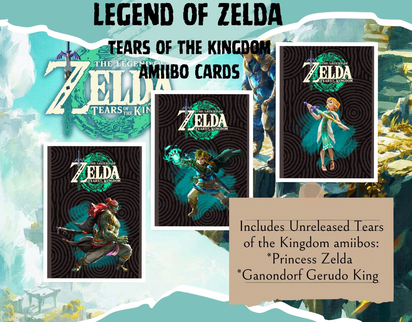 pothos zelda tears of the kingdom Legend of Zelda: Tears of the Kingdom Sages NFC amiibo laminated cards – Harmony Homes