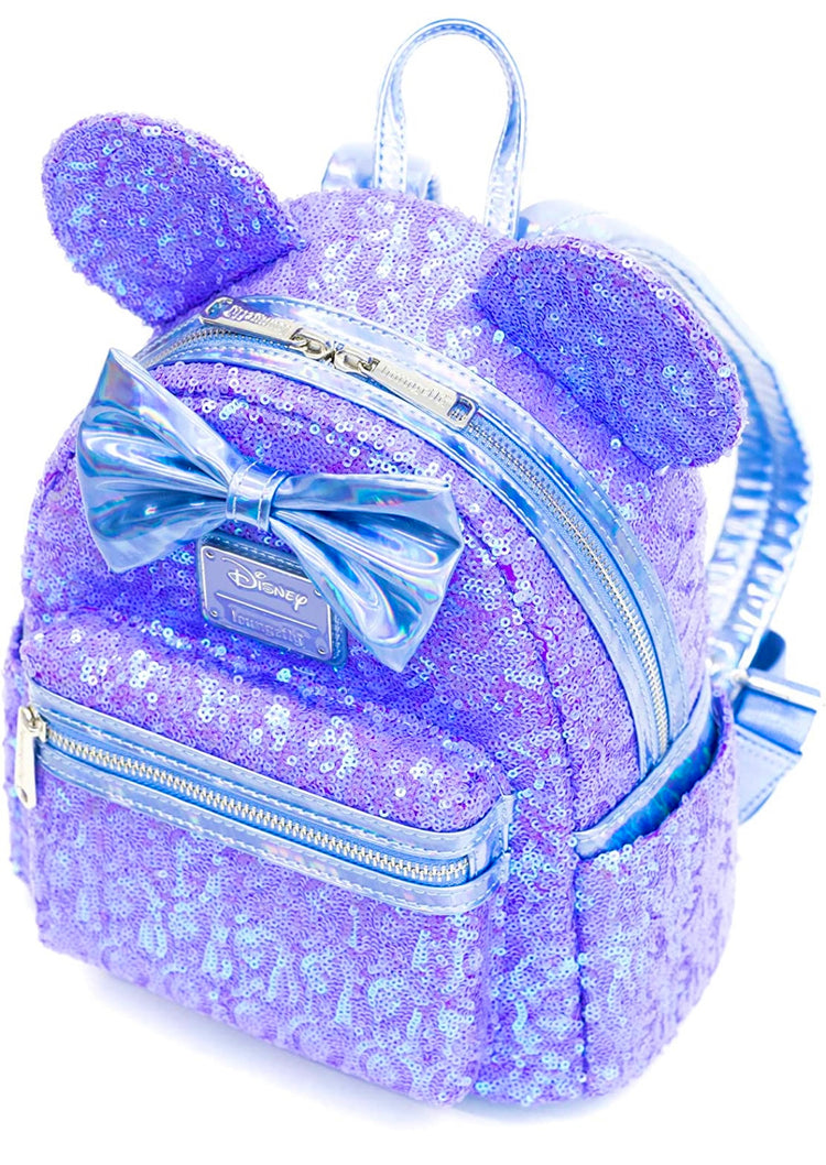 Loungefly Disney Mini Backpack, Minnie Mouse Celebration Iridescent Sequin, Disney Celebration