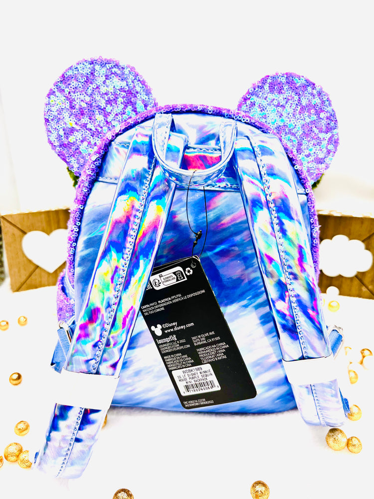 Loungefly Disney Mini Backpack, Minnie Mouse Celebration Iridescent Sequin, Disney Celebration