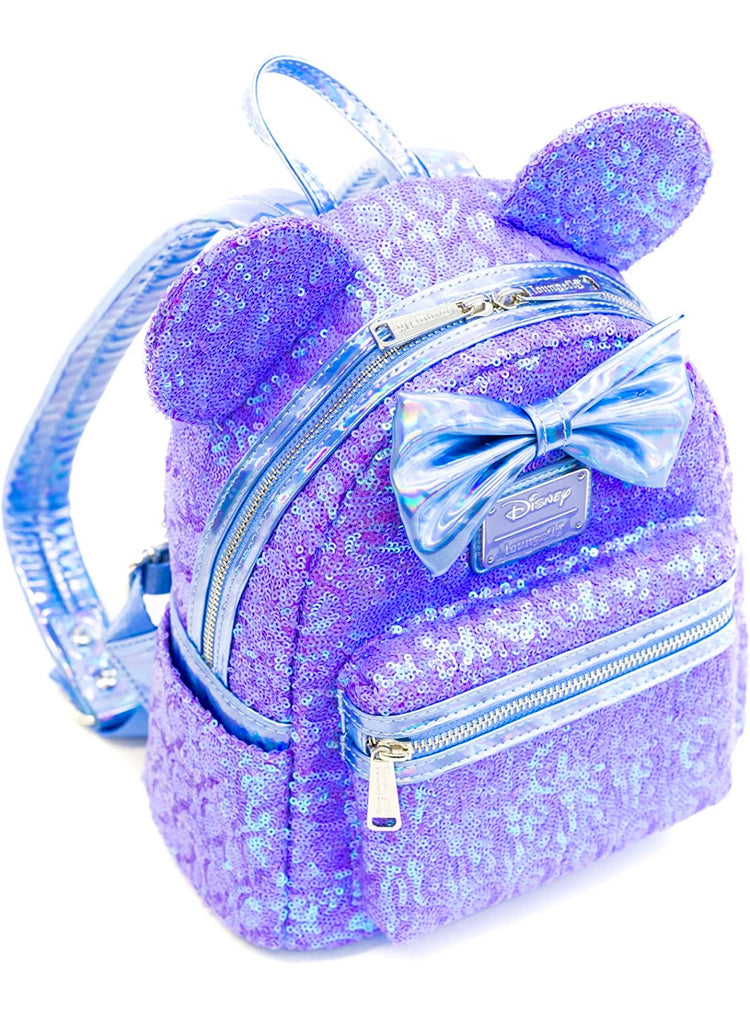 Loungefly Disney Mini Backpack, Minnie Mouse Celebration Iridescent Sequin, Disney Celebration