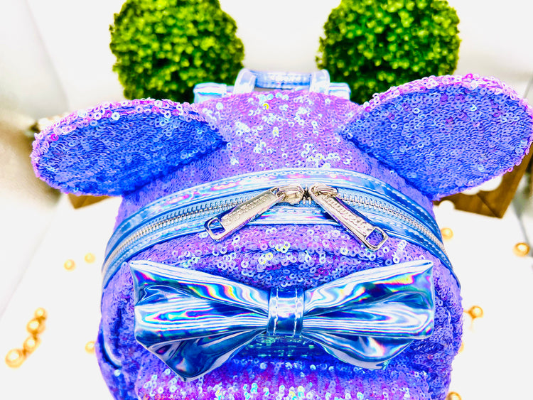 Loungefly Disney Mini Backpack, Minnie Mouse Celebration Iridescent Sequin, Disney Celebration