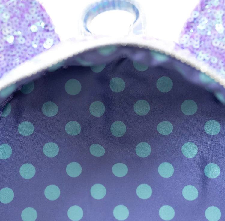 Loungefly Disney Mini Backpack, Minnie Mouse Celebration Iridescent Sequin, Disney Celebration