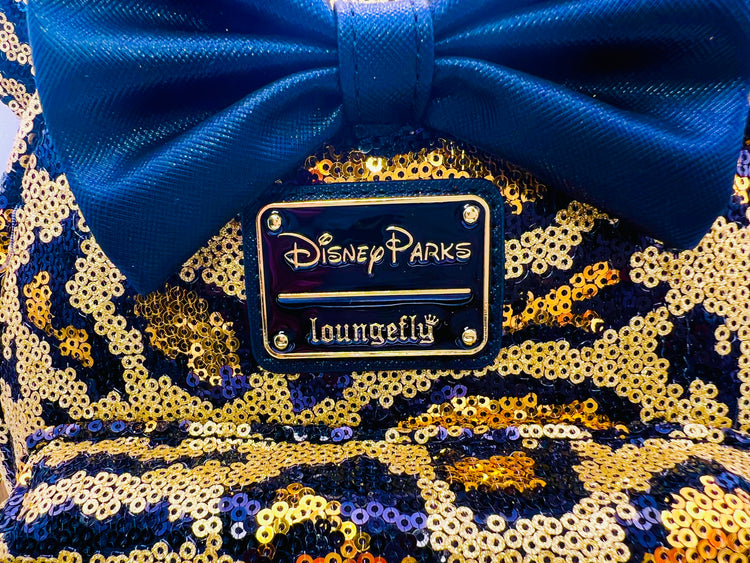 Loungefly Disney Parks Minimochila con lentejuelas de leopardo