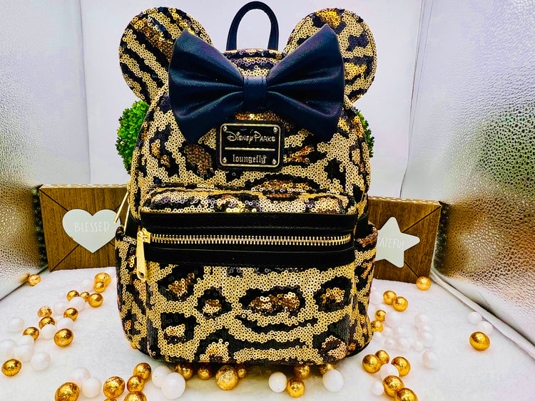 Loungefly  Disney Parks Leopard Sequin Mini Backpack