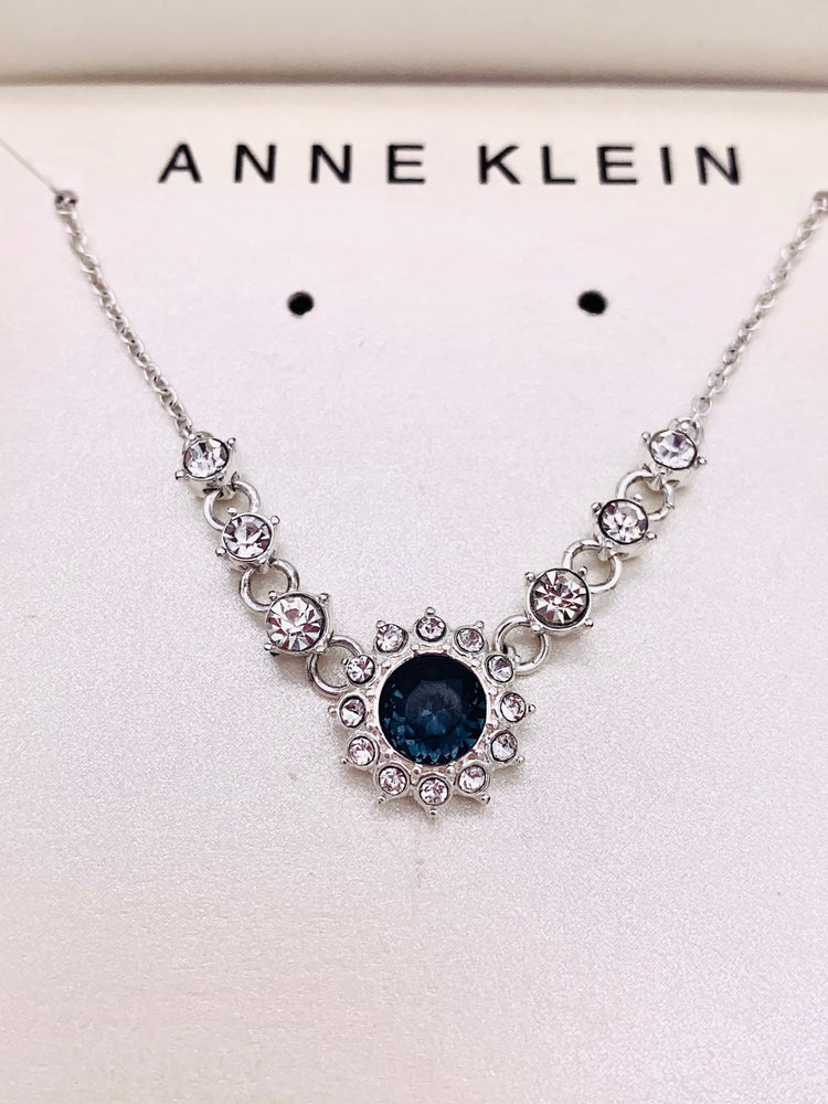 Collar Lariat Plata con cristal azul de Anne Klein