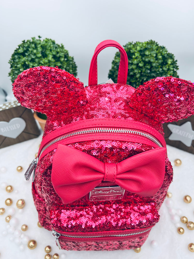 Minnie Mouse Sequin Loungefly Mini Backpack – Magenta