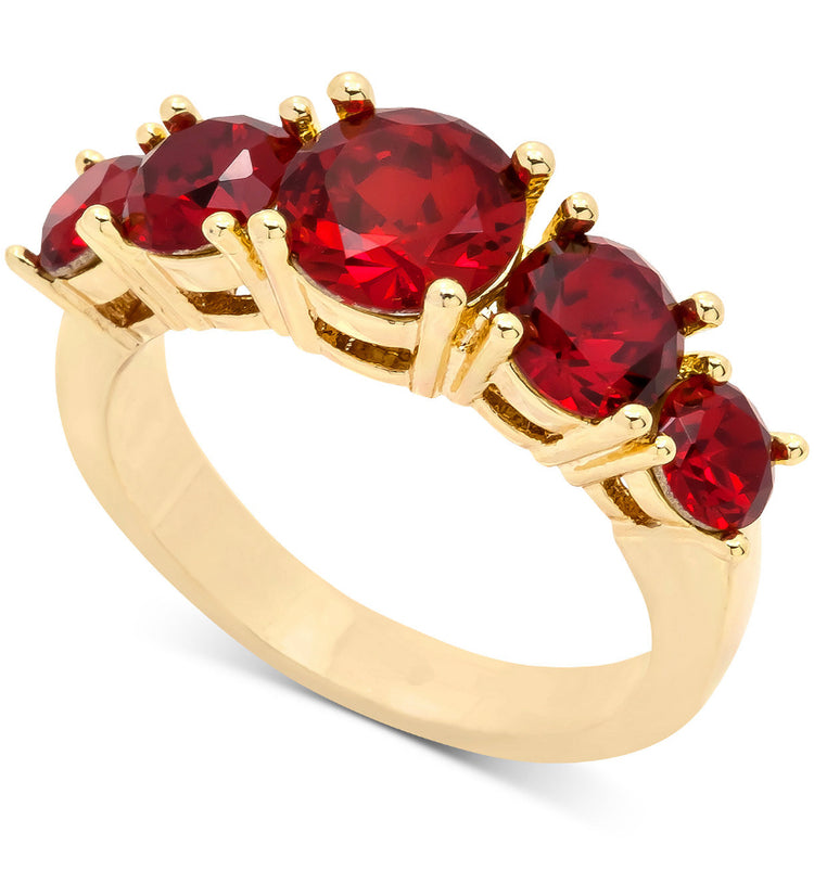 Five Ruby Stone Statement Ring