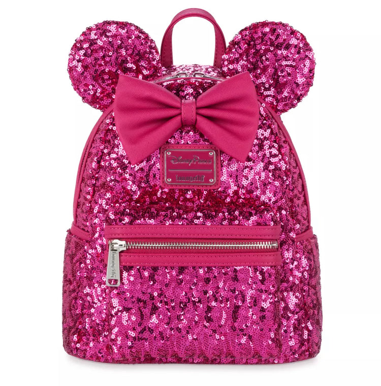 Minimochila Loungefly con lentejuelas de Minnie Mouse – Magenta