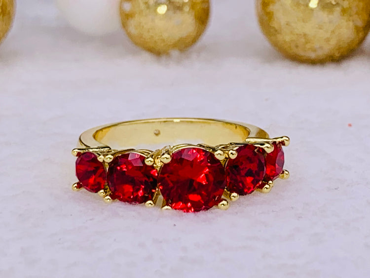 Five Ruby Stone Statement Ring