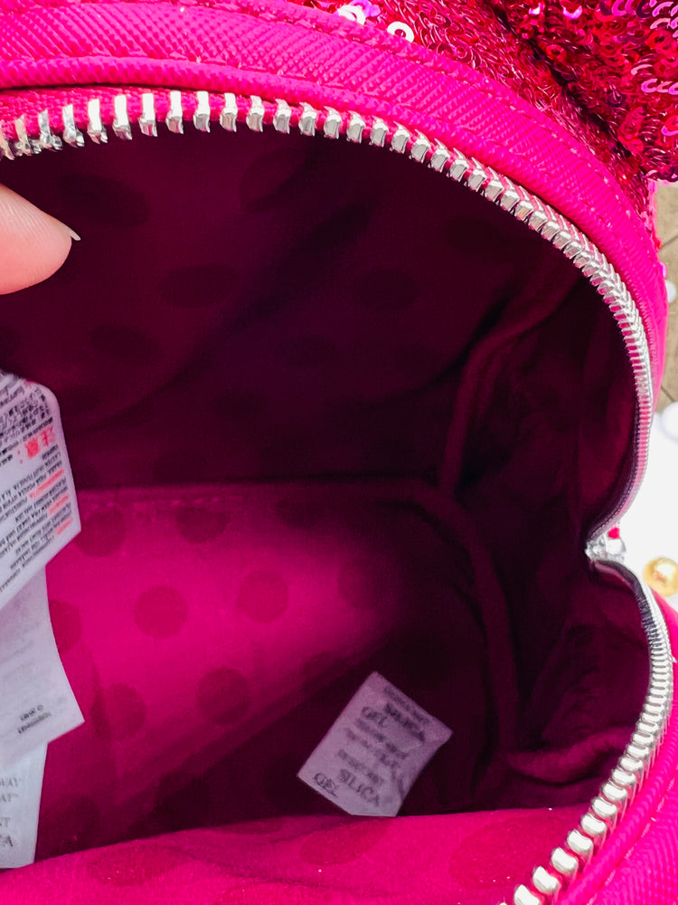 Minimochila Loungefly con lentejuelas de Minnie Mouse – Magenta