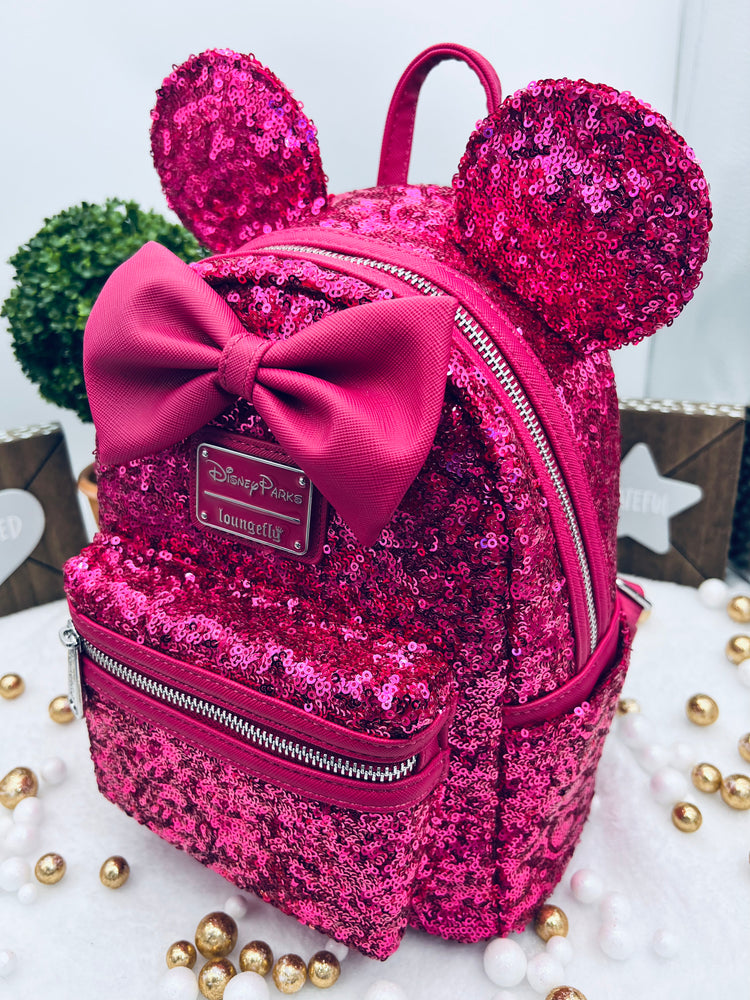 Minnie Mouse Sequin Loungefly Mini Backpack – Magenta