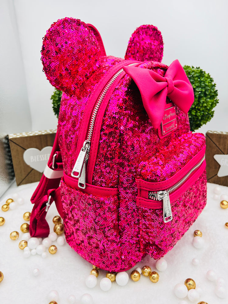 Minnie Mouse Sequin Loungefly Mini Backpack – Magenta