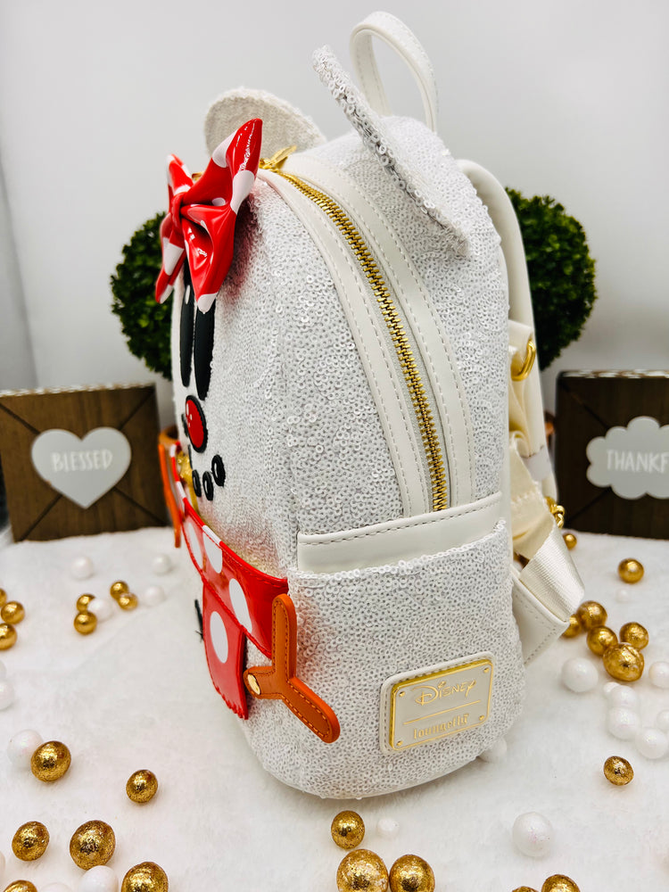 Loungefly Disney Snowman Minnie Mouse Sequin Cosplay Mini Backpack