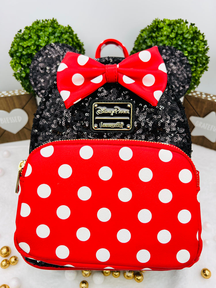 Loungefly Minnie Mouse sequin and Polka Dot Mini Backpack