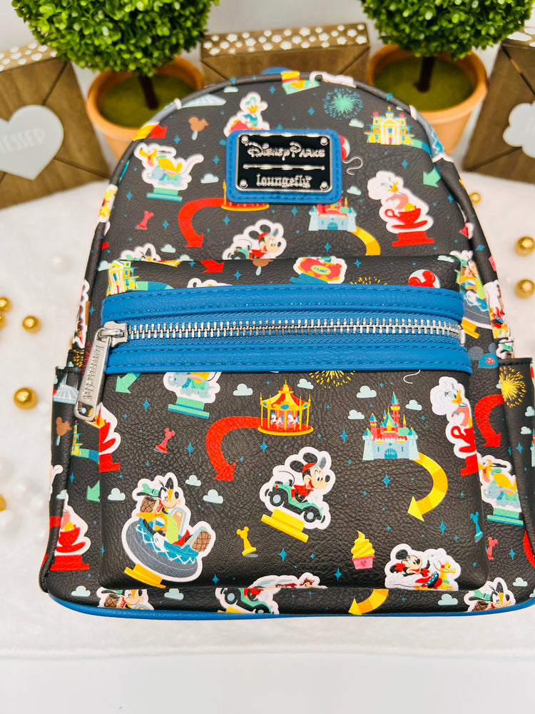 Loungefly Disney Parks Disneyland Ride Icon  Mini Backpack