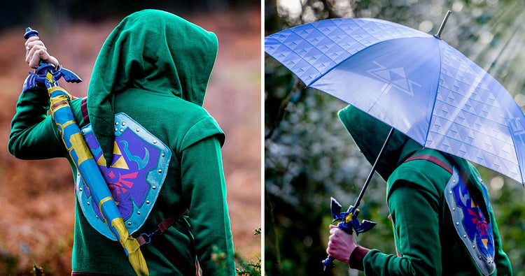 Nintendo Legend Of Zelda Triforce Sword Umbrella