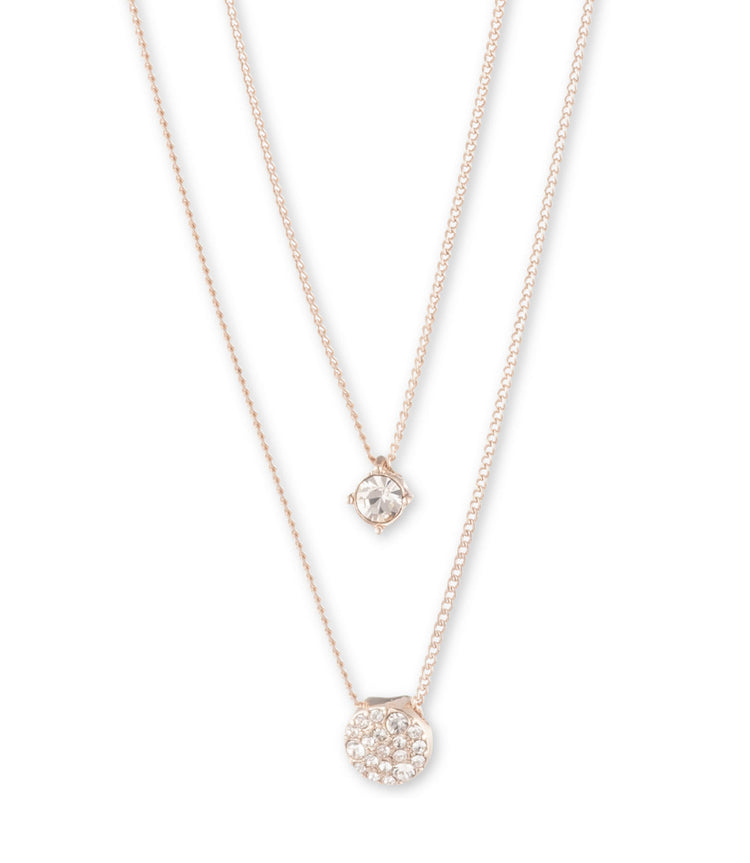 Scatter Crystal Adjustable Two-row Pendant Necklace