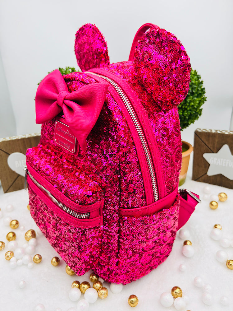 Minnie Mouse Sequin Loungefly Mini Backpack – Magenta