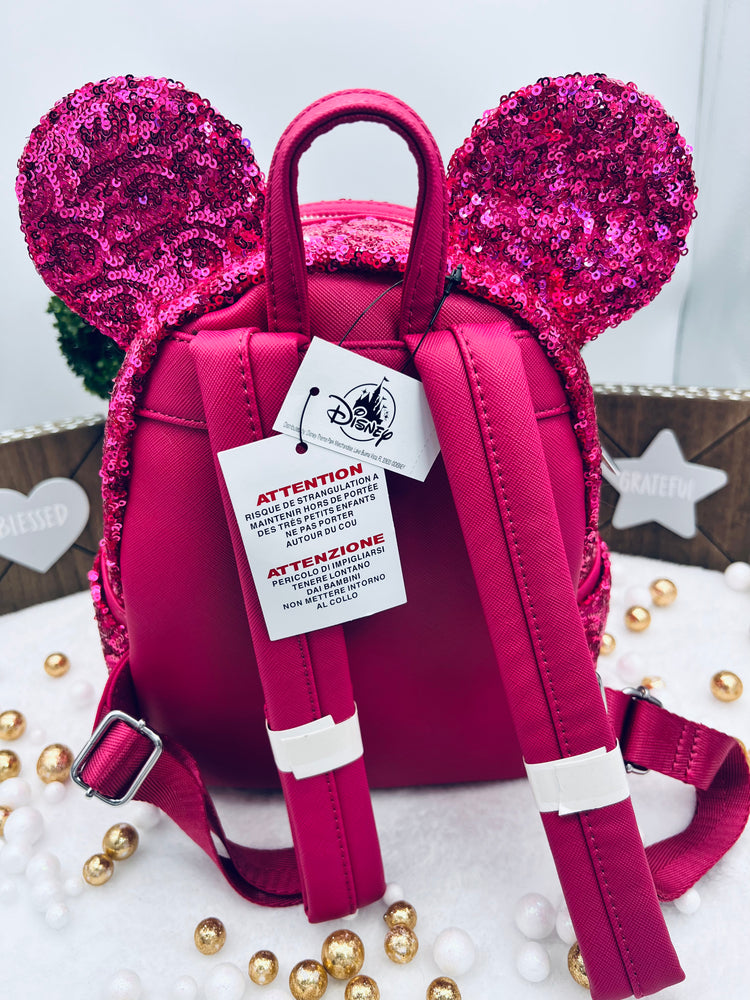 Minnie Mouse Sequin Loungefly Mini Backpack – Magenta