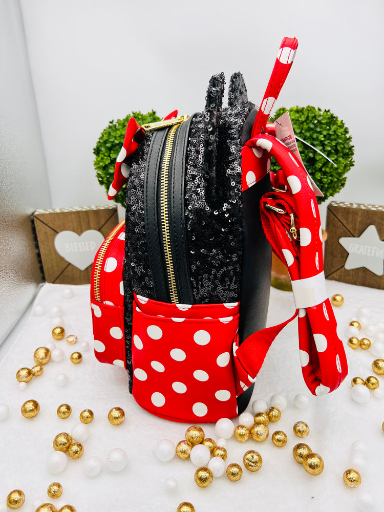 Loungefly Minnie Mouse sequin and Polka Dot Mini Backpack