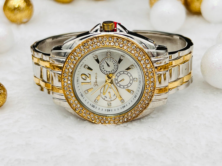 Geneva Bangle Watch, Two Tone