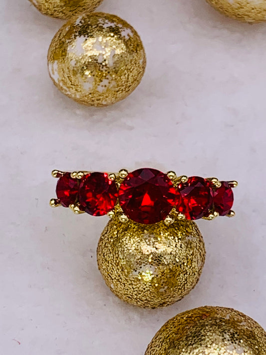 Five Ruby Stone Statement Ring