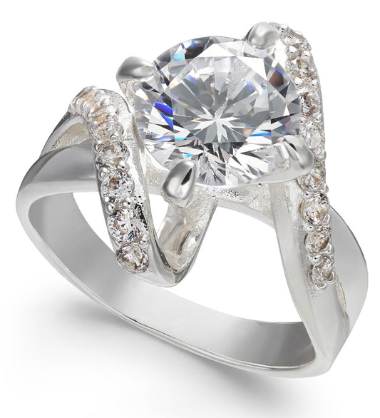 Cubic Zirconia Bypass Ring