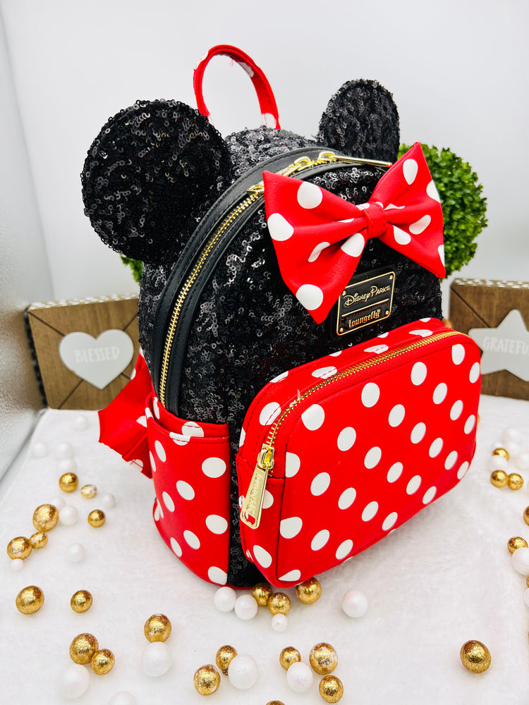 Loungefly Minnie Mouse sequin and Polka Dot Mini Backpack