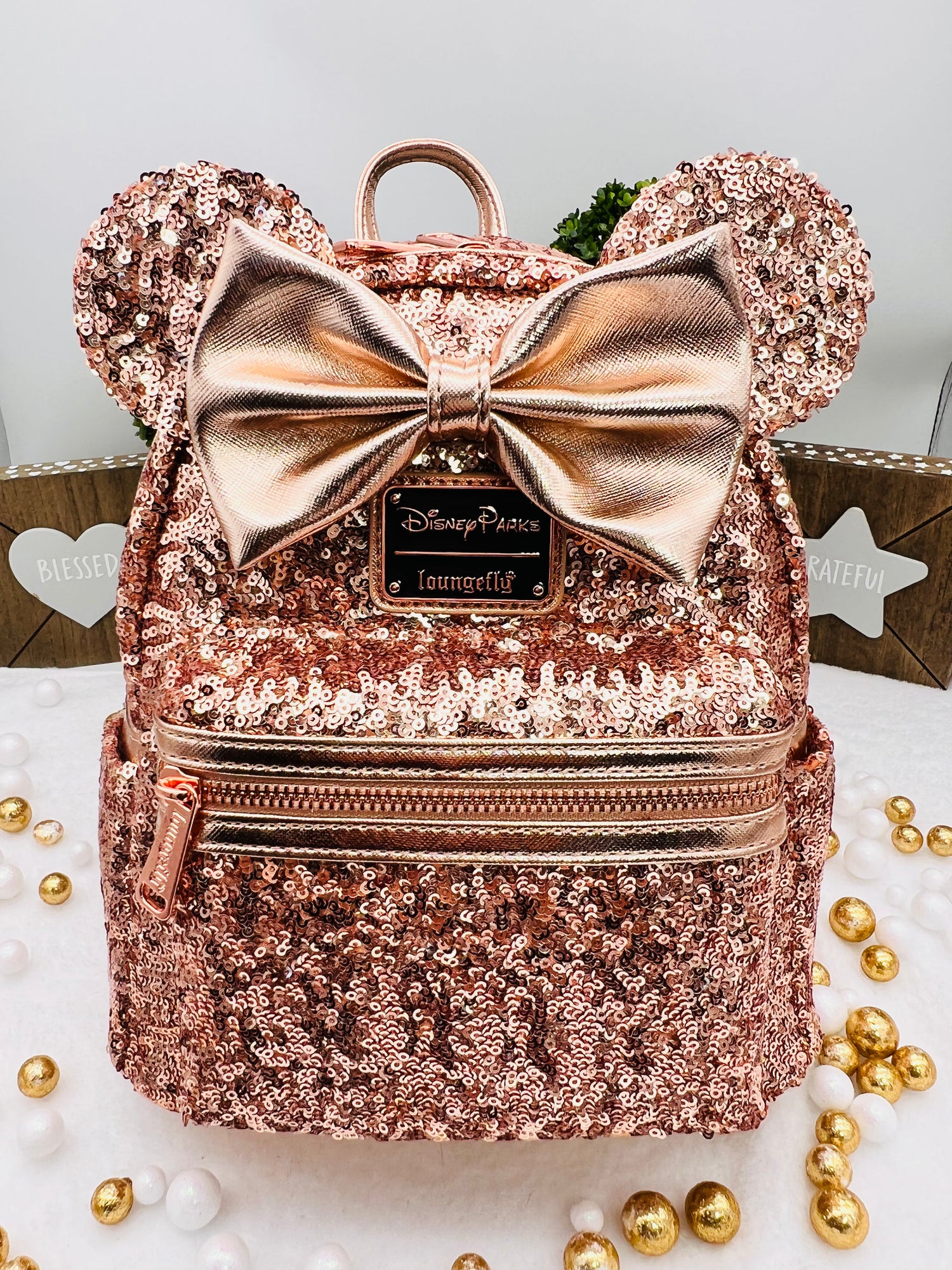 Rose gold sequin disney backpack hotsell