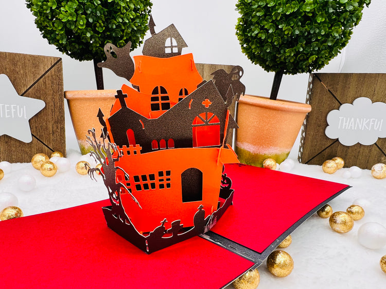 Haunted House Pop Up Card 3D Handmade