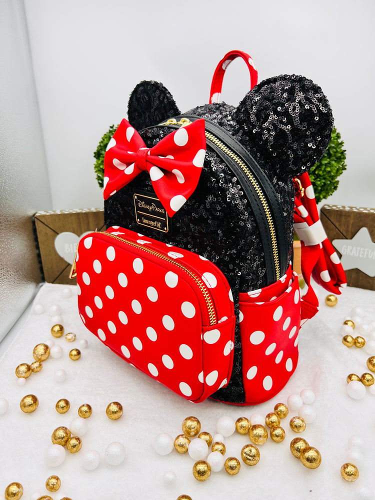 Loungefly Minnie Mouse sequin and Polka Dot Mini Backpack