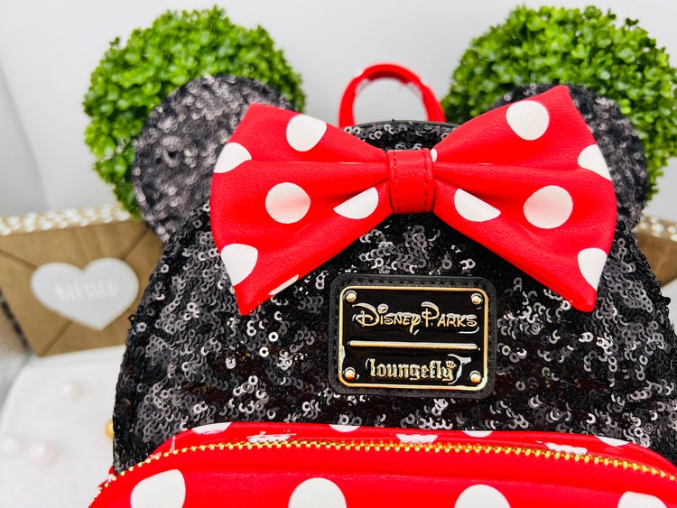 Loungefly Minnie Mouse sequin and Polka Dot Mini Backpack