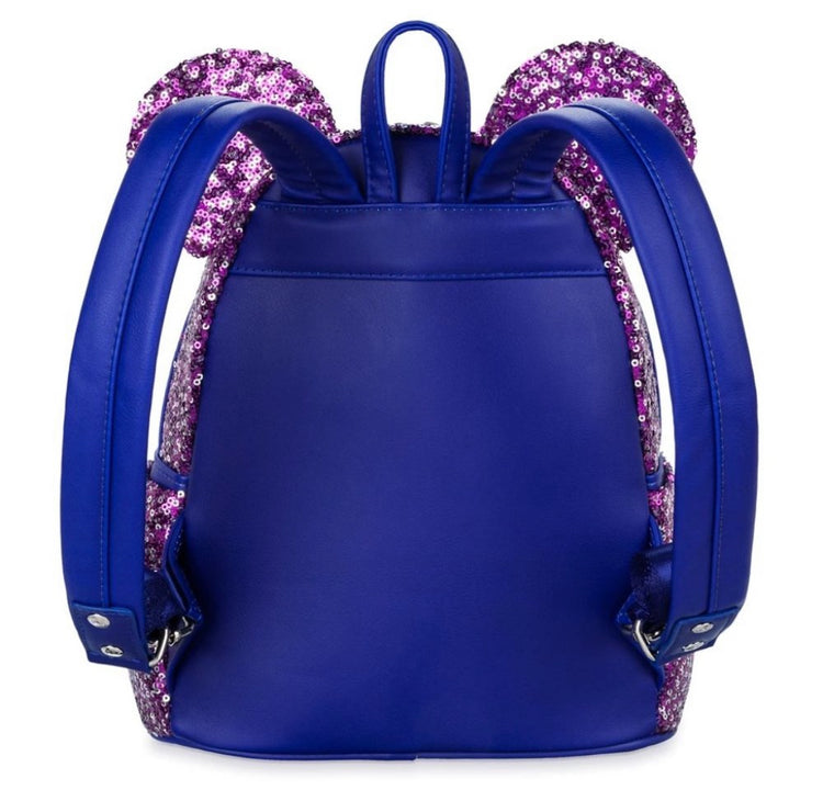 Loungefly Disney Parks Fantasyland Purple & Silver Sparkle Sequin Mini Backpack