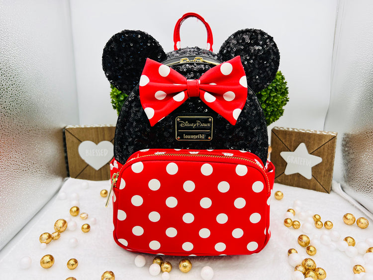 Loungefly Minnie Mouse sequin and Polka Dot Mini Backpack