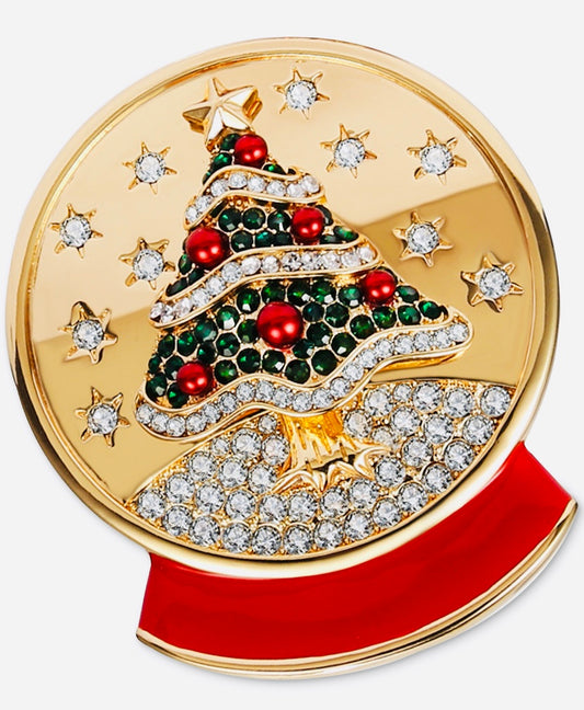 Beutiful Christmas Tree Inside Of A Snow Glove Pin, Holiday Pin