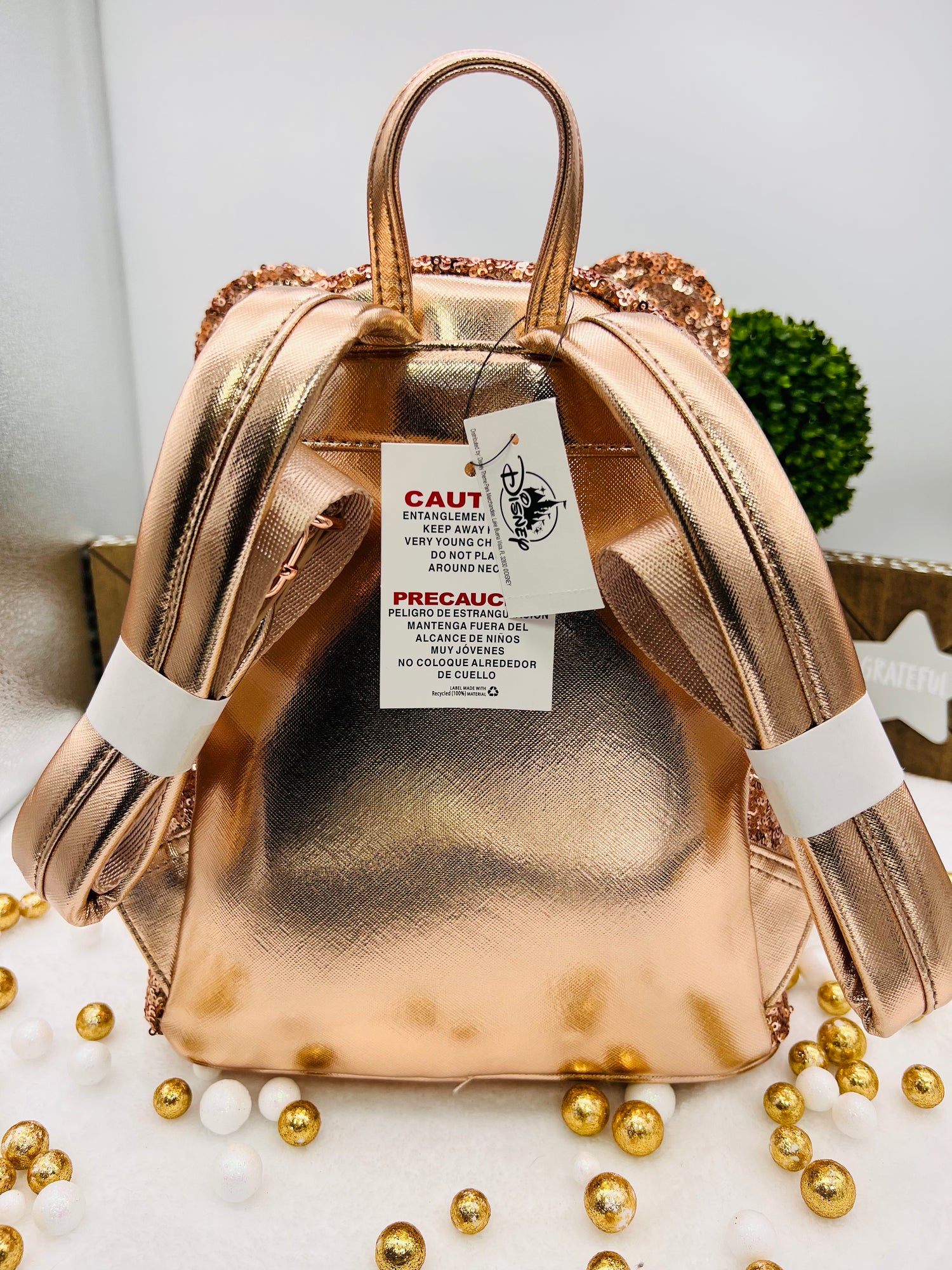Disney sequin backpack rose 2025 gold