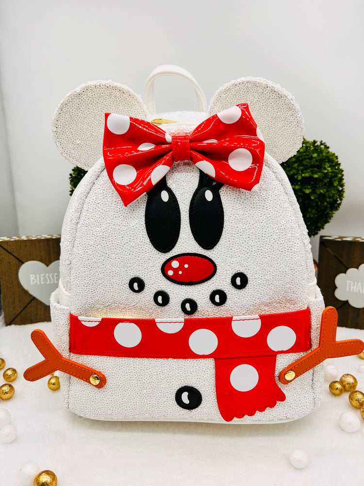Loungefly Disney Snowman Minnie Mouse Sequin Cosplay Mini Backpack