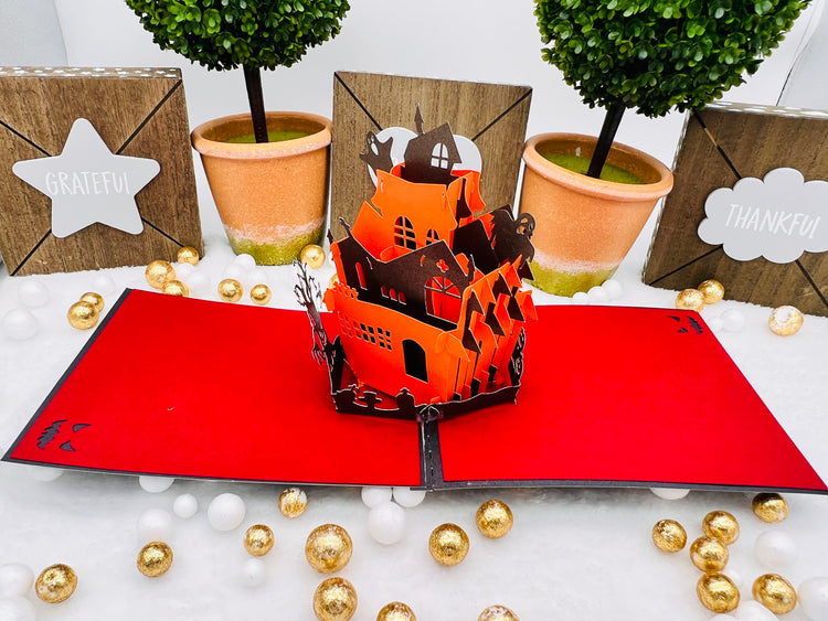 Haunted House Pop Up Card 3D Handmade