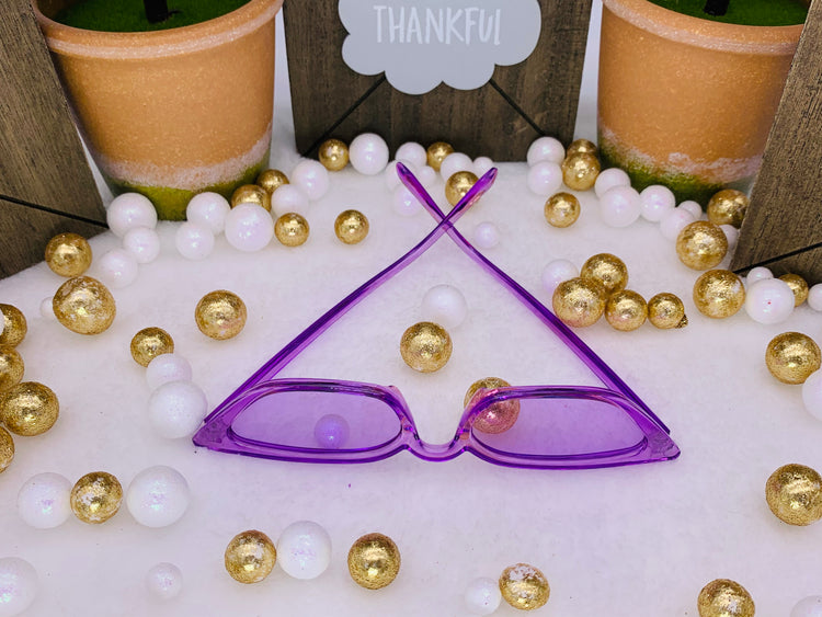Gafas de sol con marco transparente de ojo de gato de moda: Púrpura